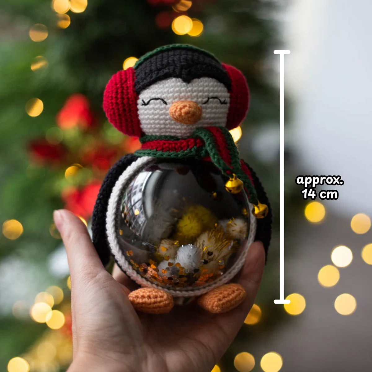 Crochet Christmas Penguin Amigurumi Pattern (Globe Display)