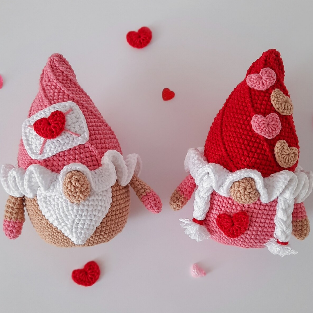 Crochet Gnome with Hearts Valentine's Day Pattern (Set of 7)