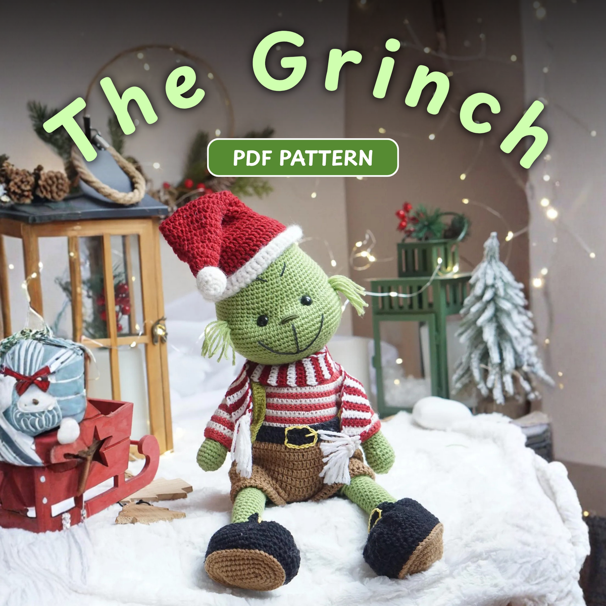 Crochet Grinch Amigurumi Pattern with Outfit (Set)