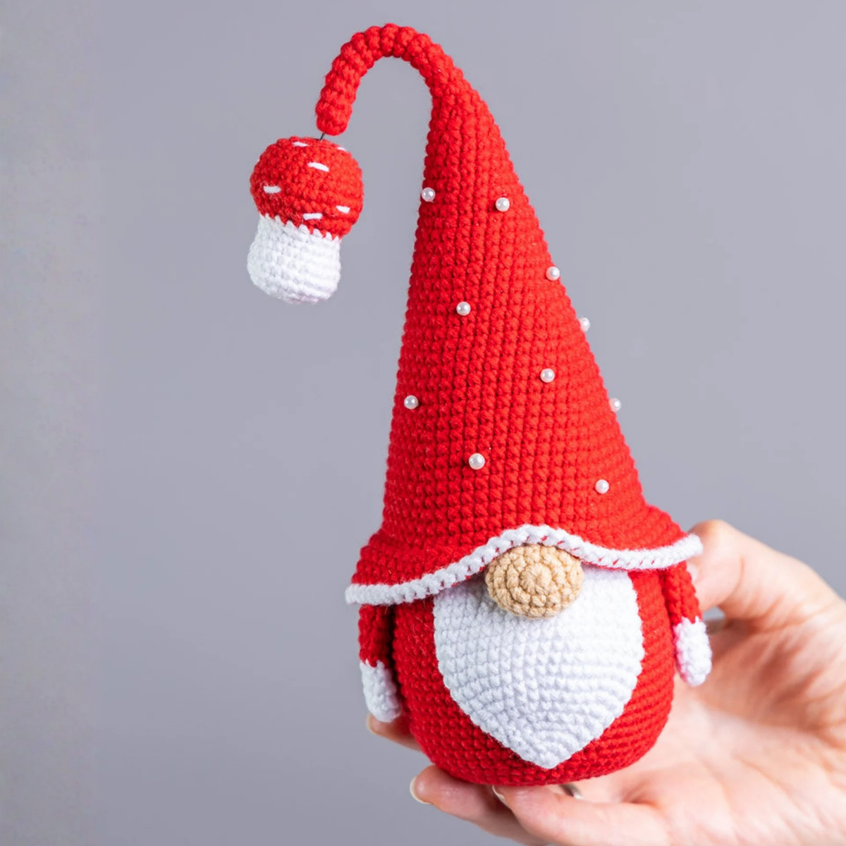 Crochet Mushroom Gnome with Cup Pattern