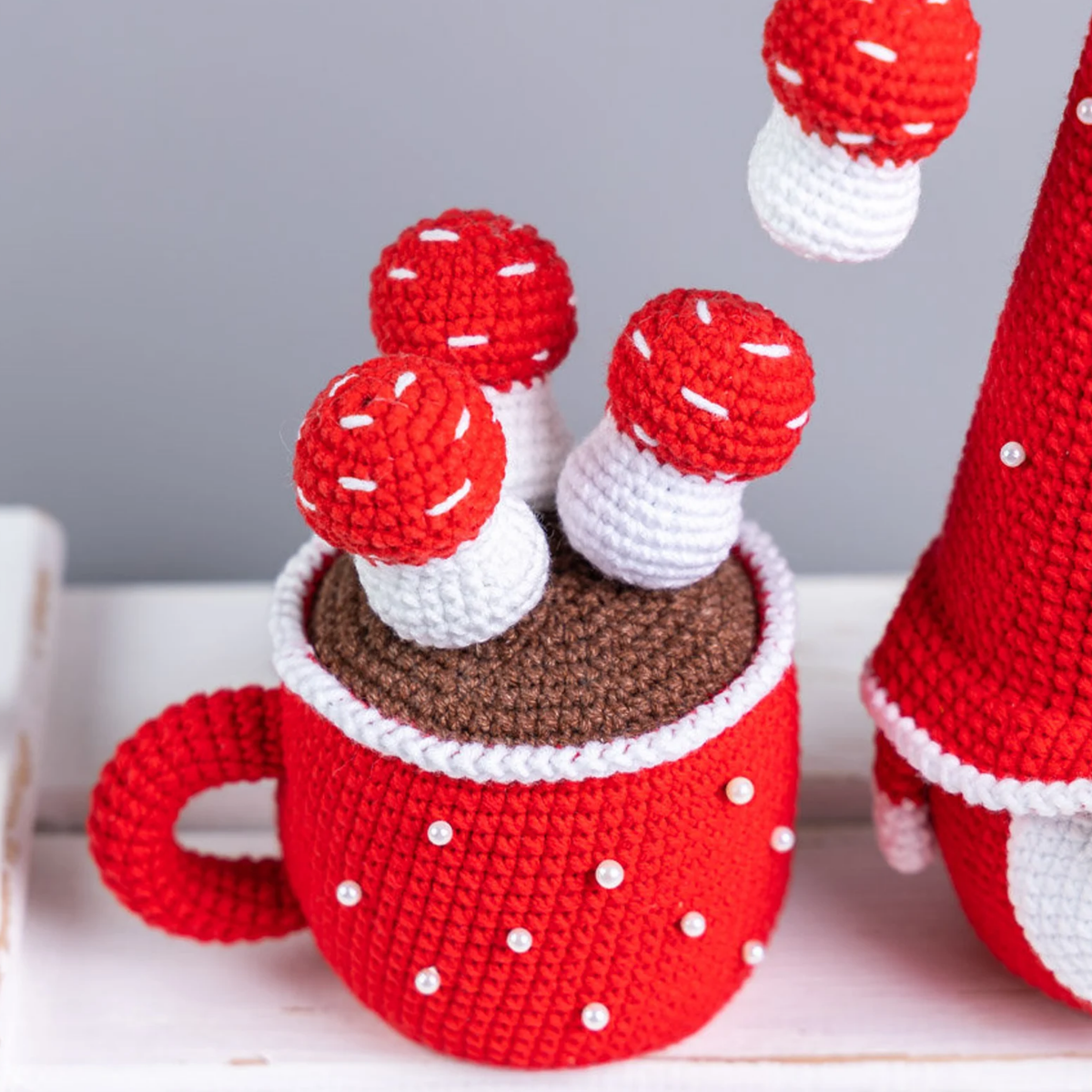 Crochet Mushroom Gnome with Cup Pattern