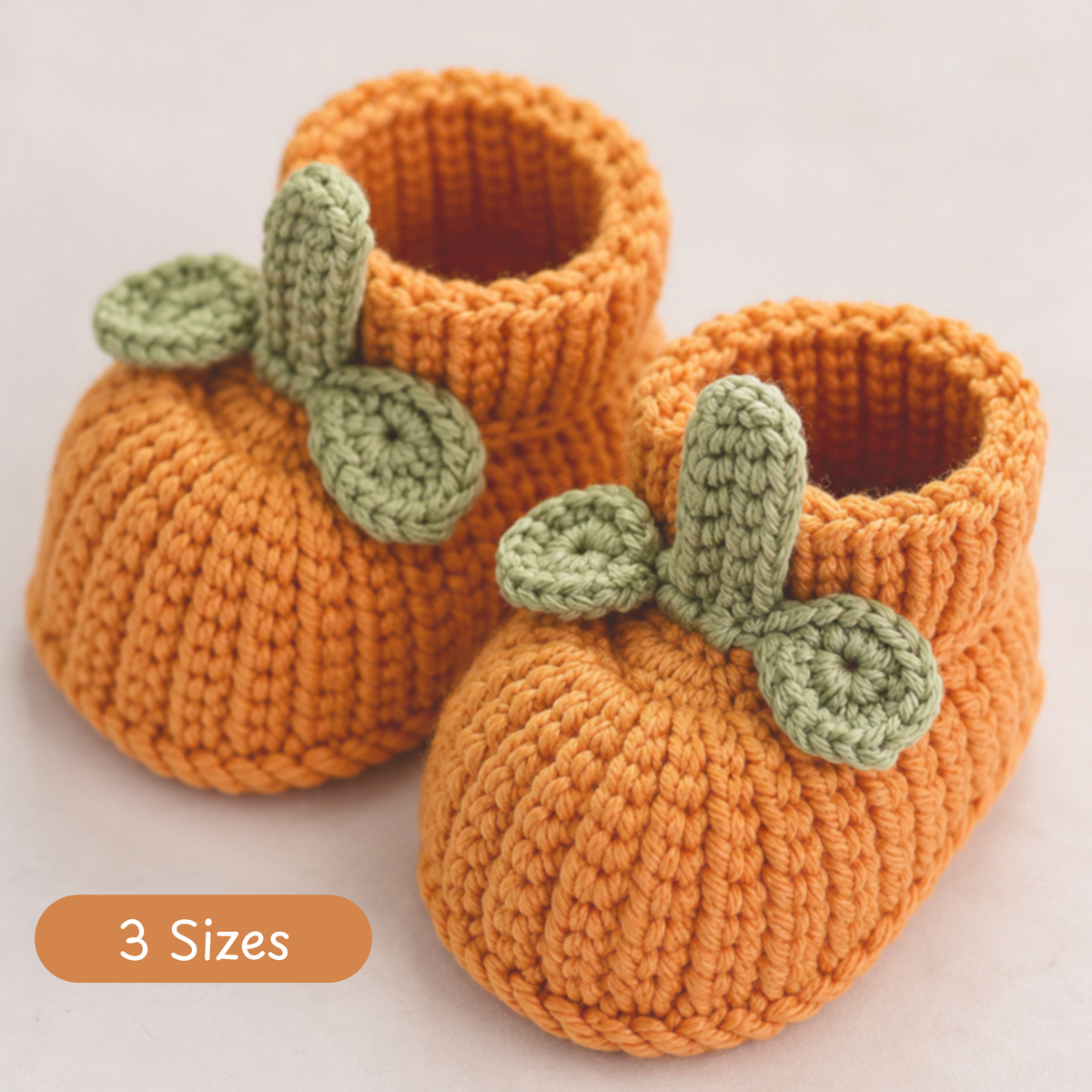 Crochet Pumpkin Baby Booties Pattern (3 Sizes)