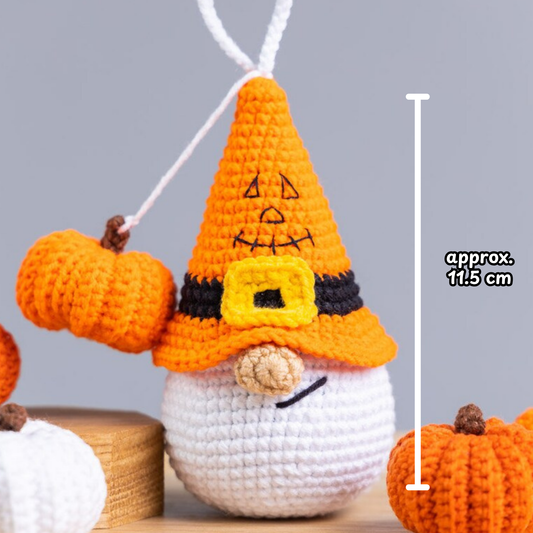 Crochet Pumpkin Gnome Halloween Keychain Amigurumi Pattern