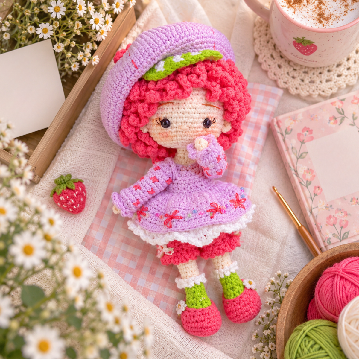 Crochet Raspberry Tart Chibi Doll Pattern