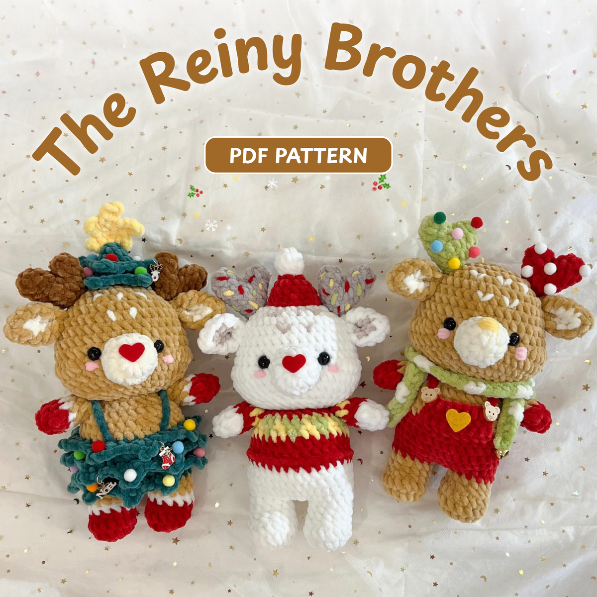 Crochet Xmas Reiny the Reindeer Brothers Pattern (3 in 1)
