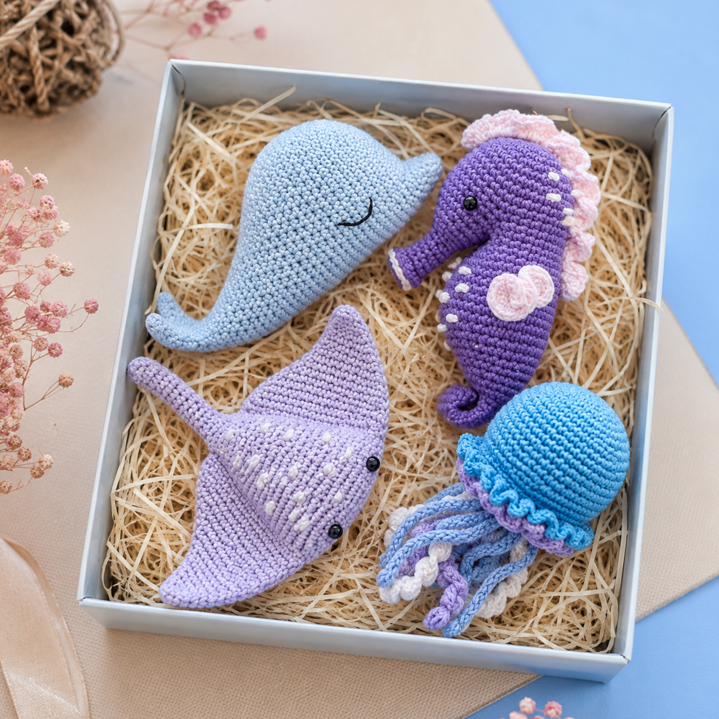 Crochet Sea Animals Pattern Vol. 2 (6 Characters: Seahorse, Jellyfish, Beluga, Whale, Starfish & Stingray)