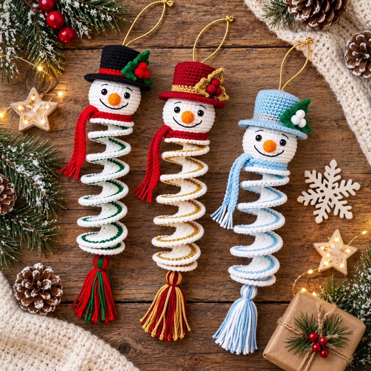 Snowman Spiral Ornament Crochet Pattern | Christmas Gift and Hanging Decoration