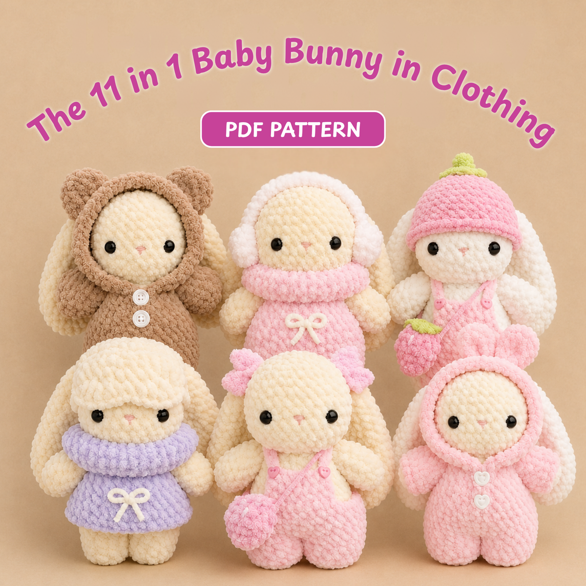 Baby Bunny in Clothing Bundle Crochet Pattern