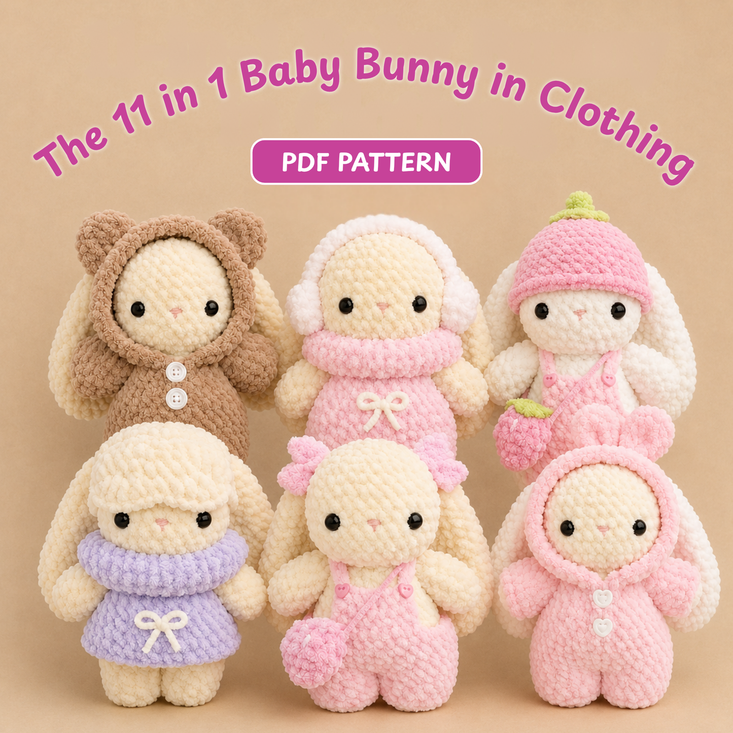 Crochet Baby Bunny in Clothing Pattern Bundle (11 in 1)