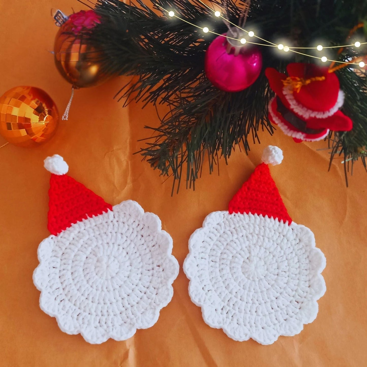 Santa Claus & Chicken Crochet Coaster Patterns(2-in-1)