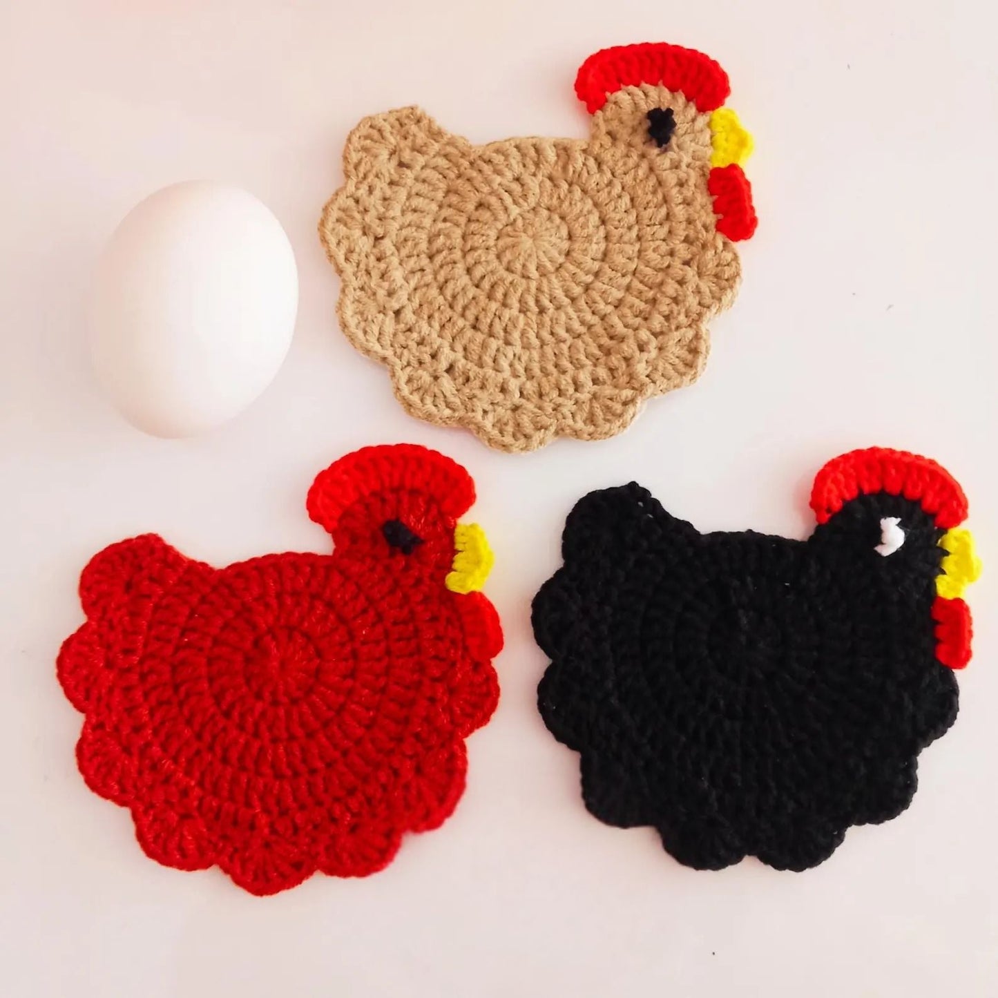 Santa Claus & Chicken Crochet Coaster Patterns(2-in-1)