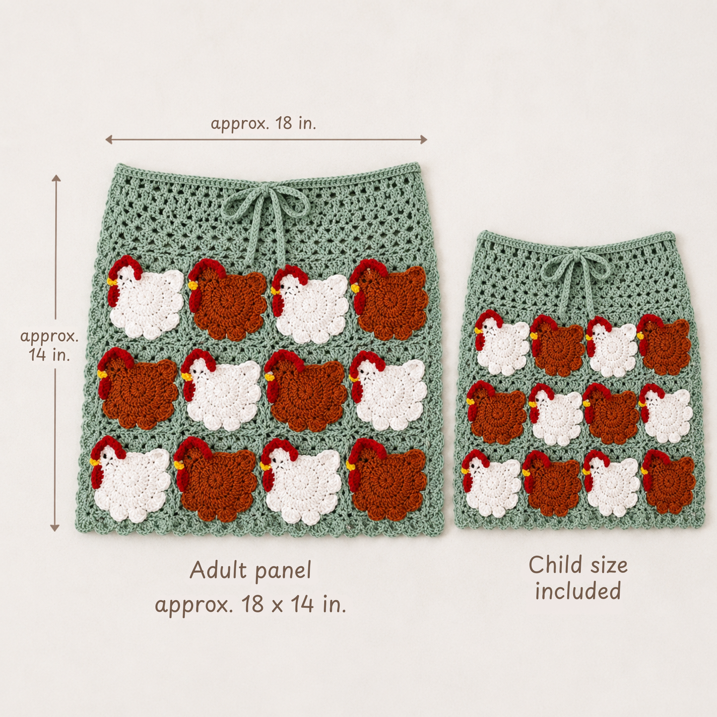 Crochet Nesting Hens Egg Gathering Apron Pattern (2 Sizes)