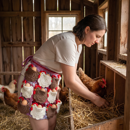 Crochet Nesting Hens Egg Gathering Apron Pattern (2 Sizes)