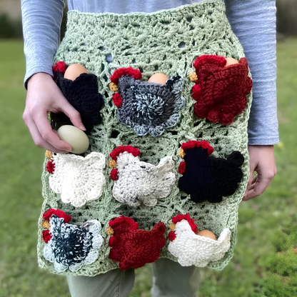 Crochet Nesting Hens Egg Gathering Apron Pattern (2 Sizes)