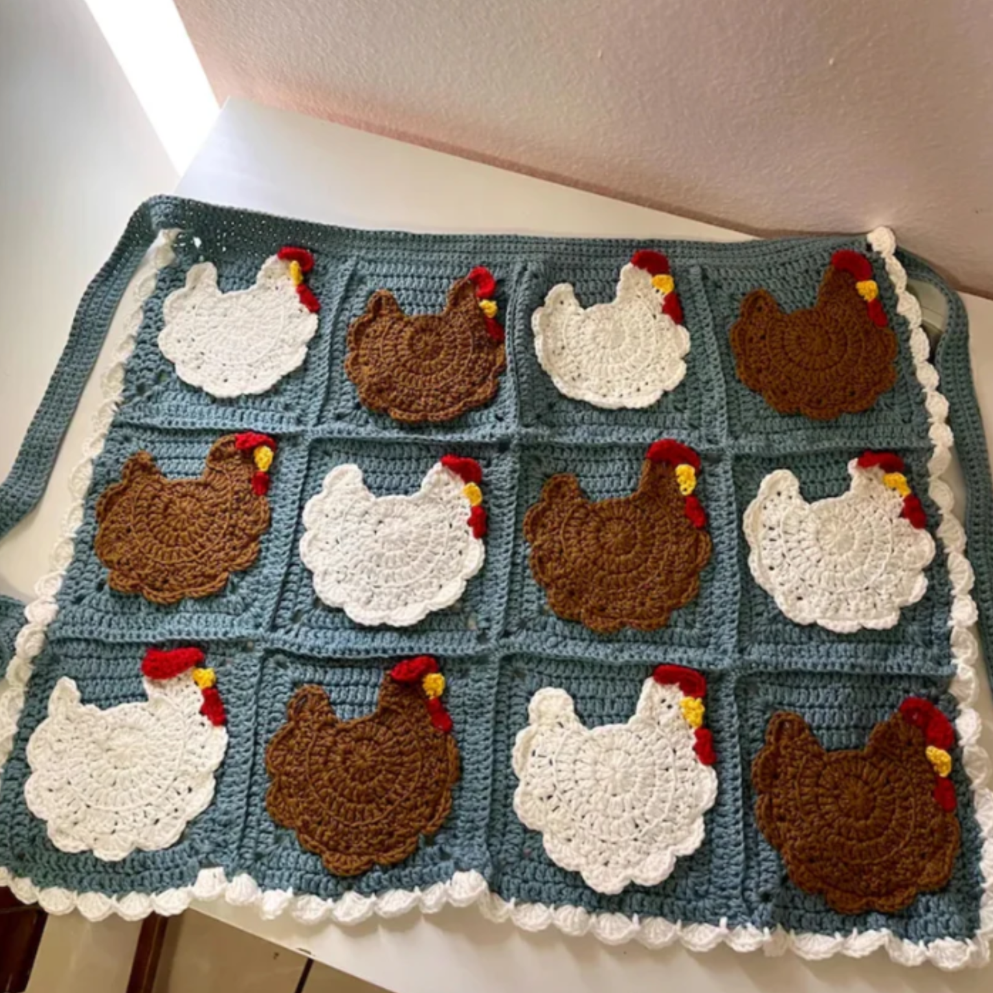 Crochet Nesting Hens Egg Gathering Apron Pattern (2 Sizes)