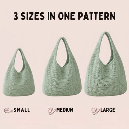 Crochet Slouchy Hobo Bag | Includes 3 Sizes Small, Medium & Large