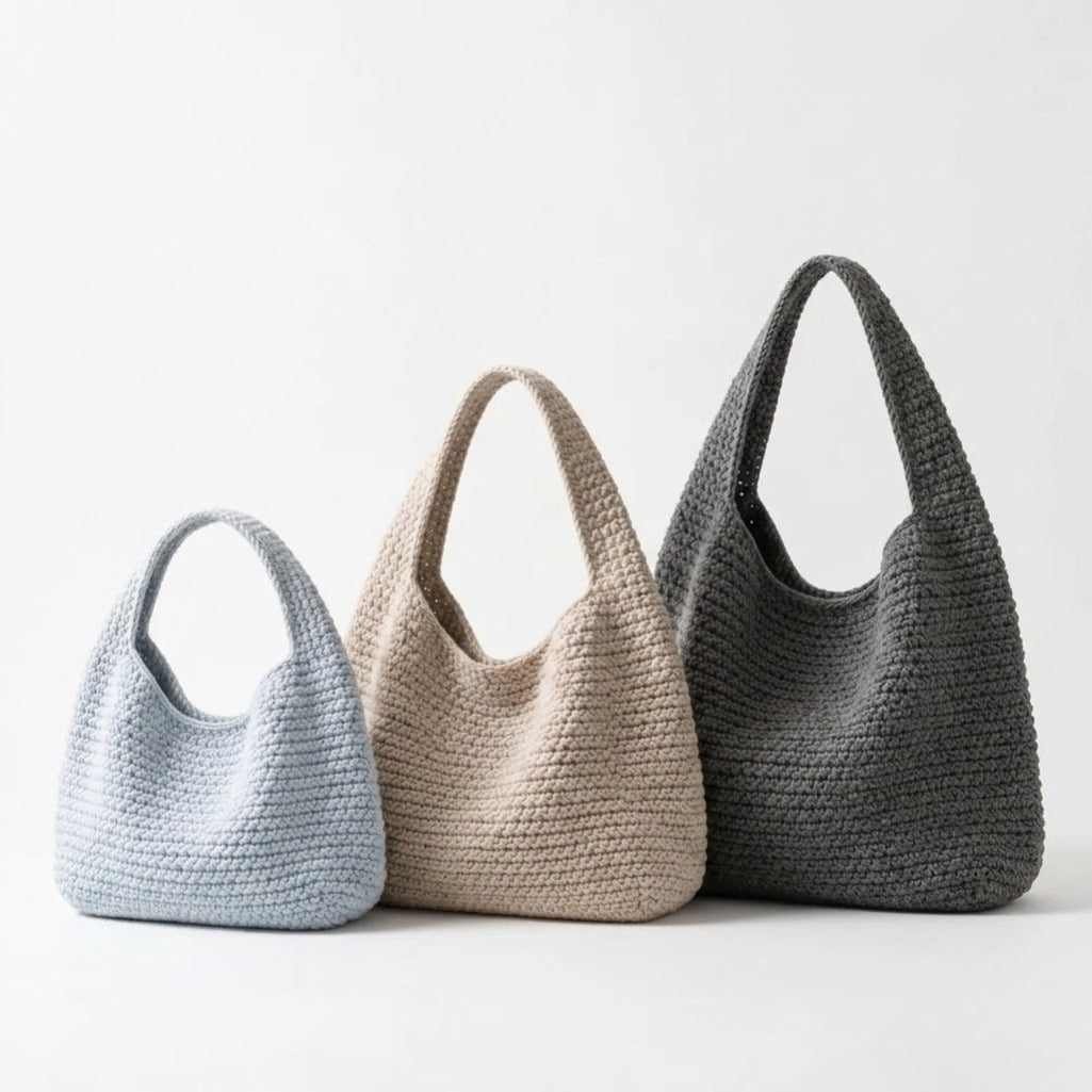 Crochet Slouchy Hobo Bag | Includes 3 Sizes Small, Medium & Large