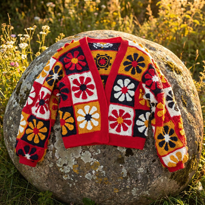 Mystery Retro Daisy Granny Square Cardigan Crochet Pattern