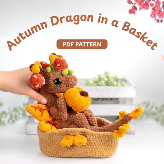 Crochet Autumn Dragon in a Basket Pattern