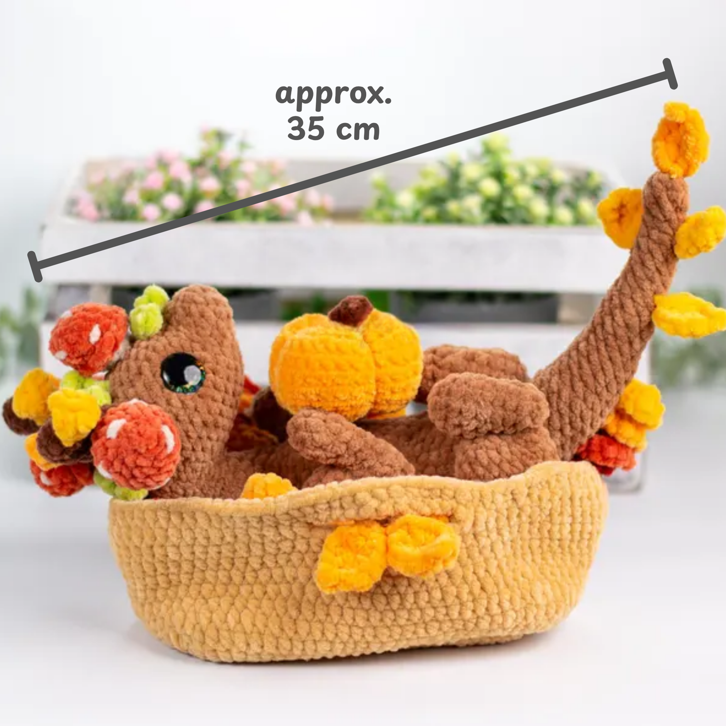 Crochet Autumn Dragon in a Basket Pattern
