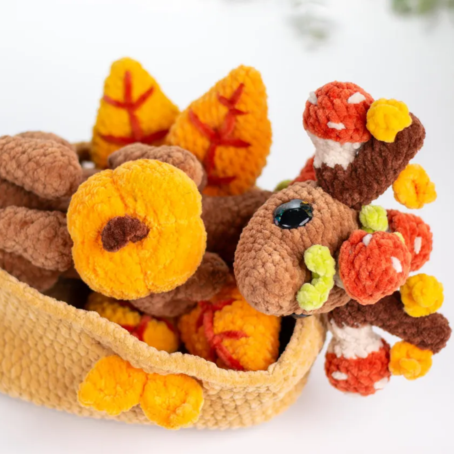 Crochet Autumn Dragon in a Basket Pattern