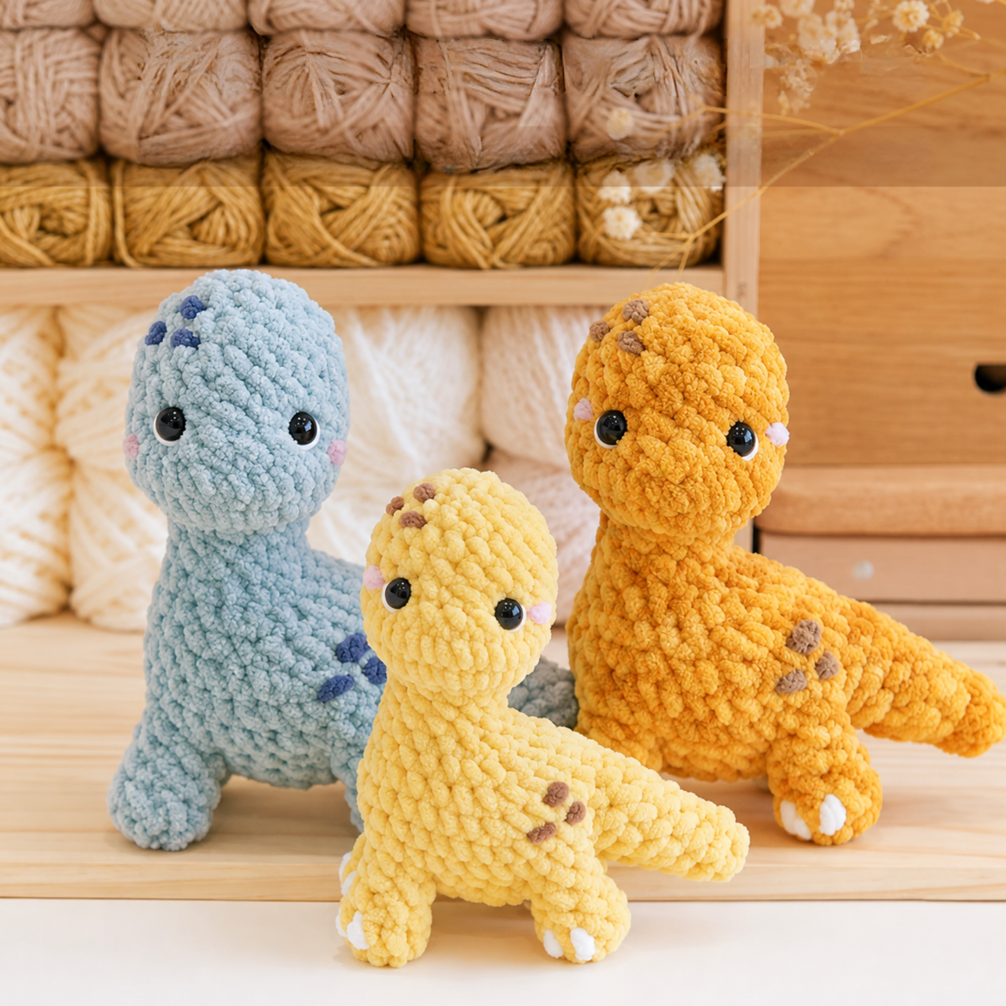 Crochet Baby Dinosaurs Pattern (3 Designs: T-Rex, Brontosaurus, and Triceratops)
