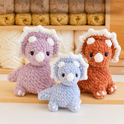 Crochet Baby Dinosaurs Pattern (3 Designs: T-Rex, Brontosaurus, and Triceratops)