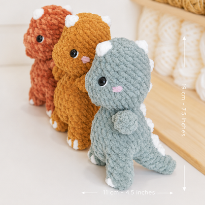 Crochet Baby Dinosaurs Pattern (3 Designs: T-Rex, Brontosaurus, and Triceratops)