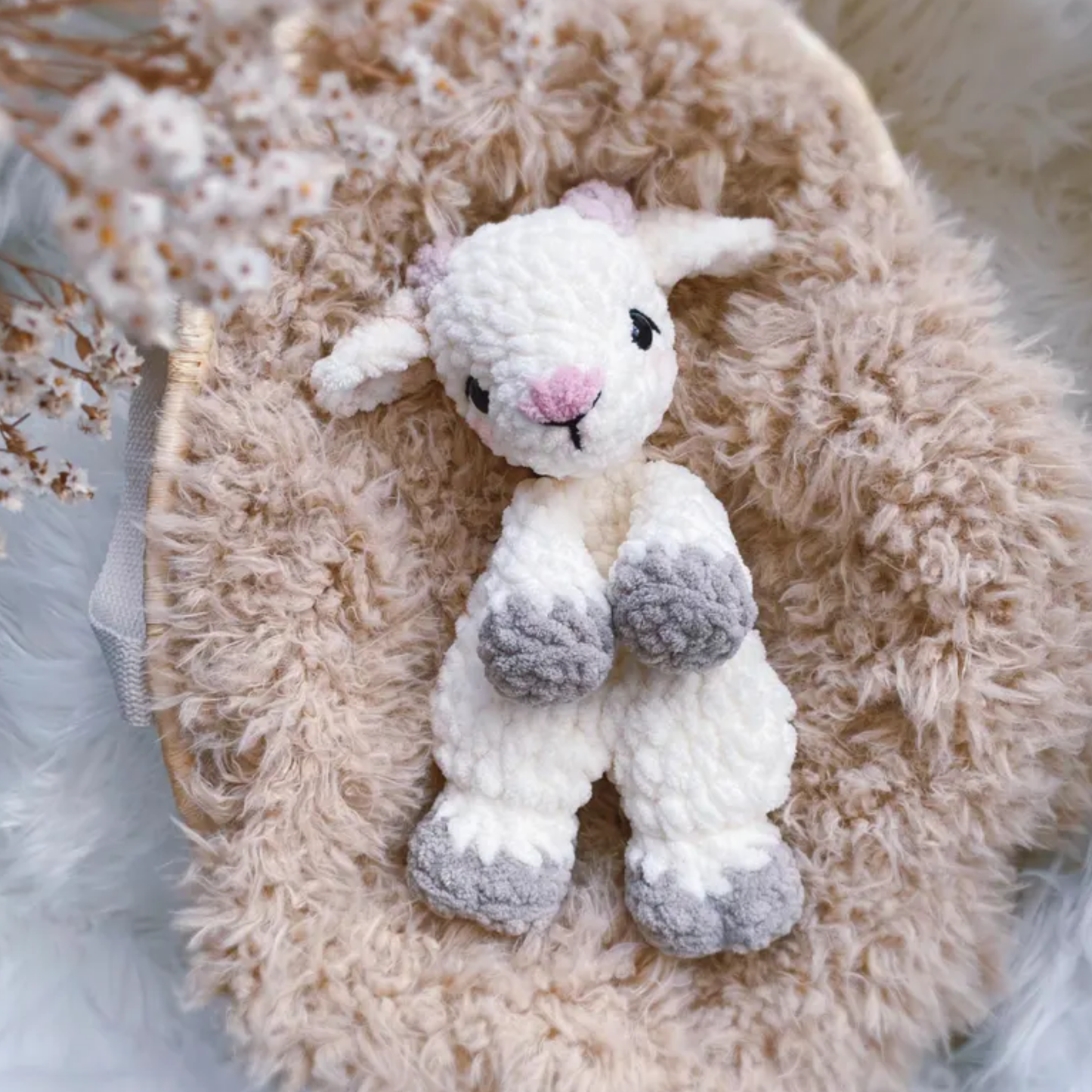 Crochet Greta the Baby Goat Lovey Pattern