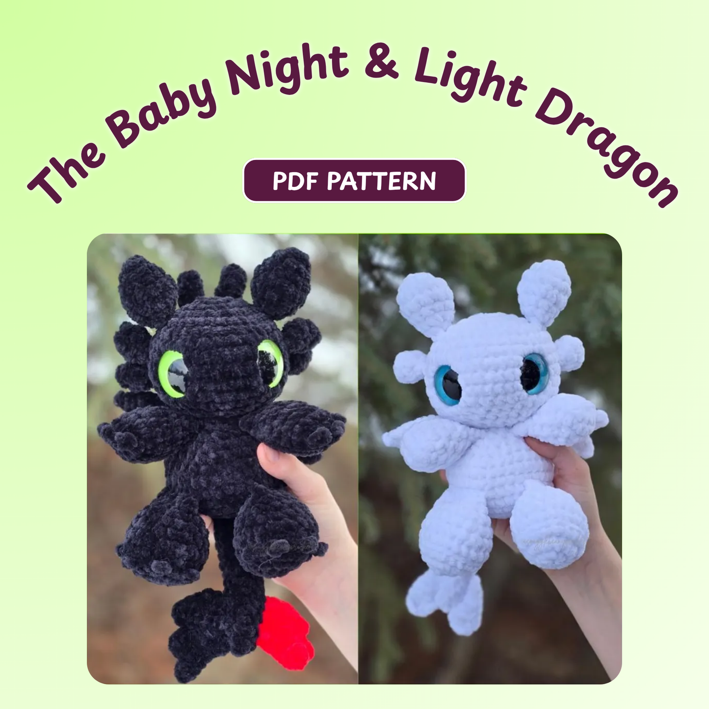 Crochet Baby Night Dragon and Baby Light Dragon Amigurumi Pattern (2 in 1)