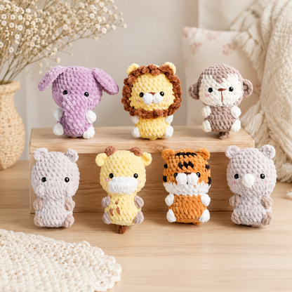 Crochet Baby Safari Animals Amigurumi Pattern (7-in-1 Bundle)