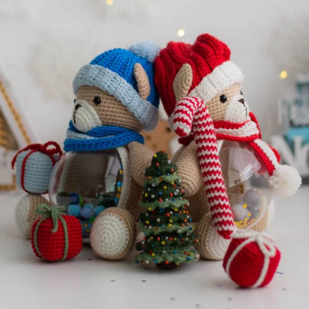 Crochet Christmas Bear Amigurumi Pattern (2 Bears)