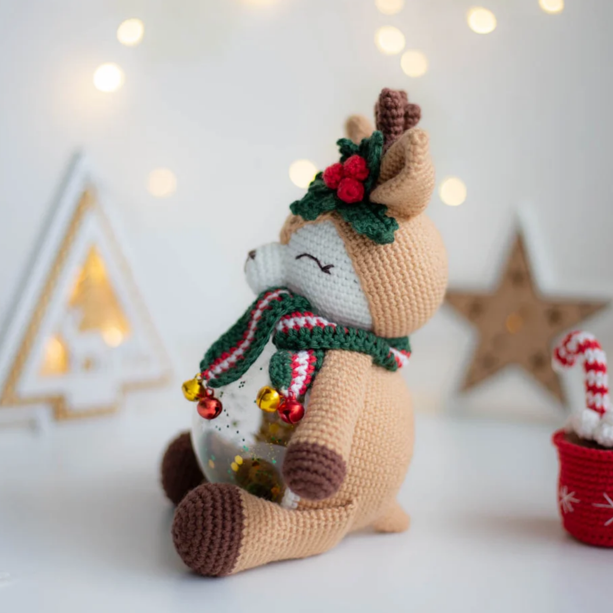 Crochet Christmas Deer Amigurumi Pattern (Globe Display)