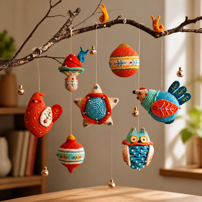 Crochet Christmas Ornament Set Pattern (7 Ornaments)