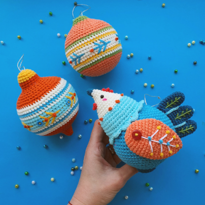 Crochet Christmas Ornament Set Pattern (7 Ornaments)