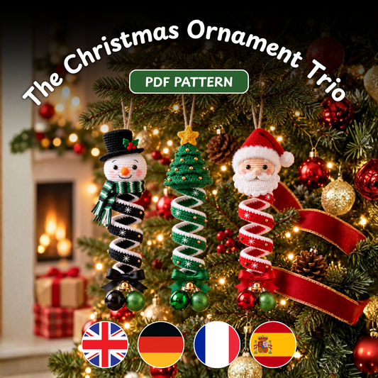 Trio Christmas Spiral Ornament Crochet Pattern