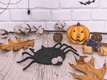 Crochet Coaster Spider Halloween