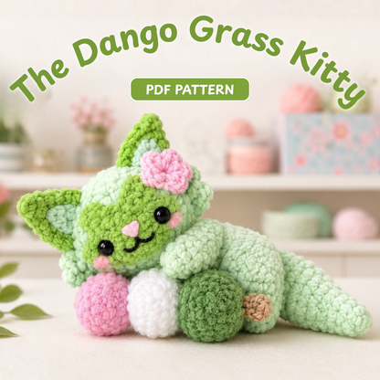 Crochet Dango Grass Kitty Pattern