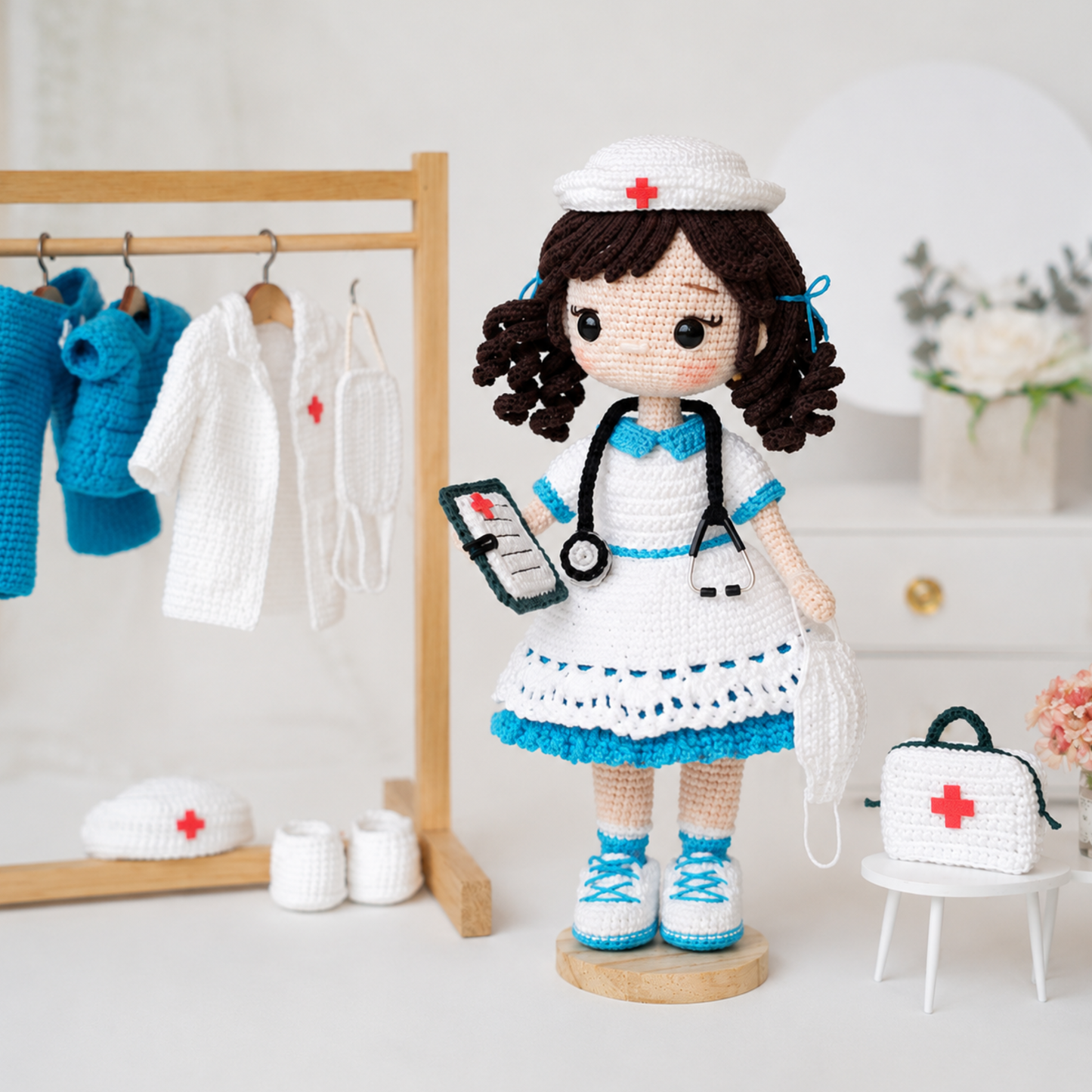 Crochet Hellen the Nurse Doll Pattern (2 Complete Outfit Sets)