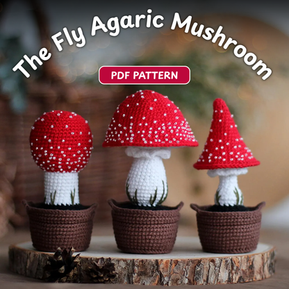 Crochet Fly Agarics in the Basket Pattern