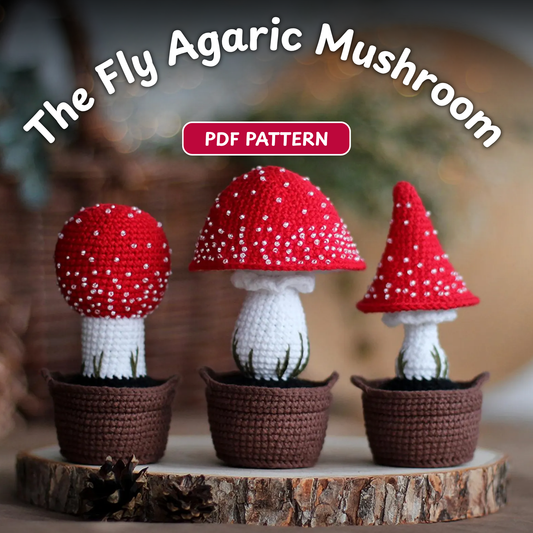 Crochet Fly Agarics in the Basket Pattern