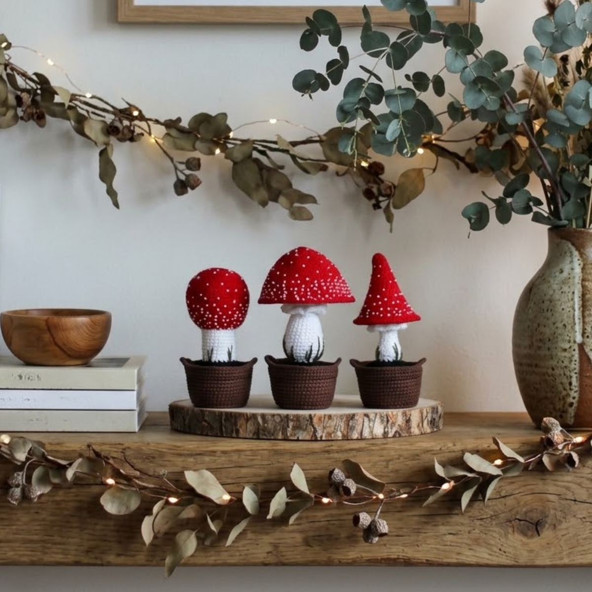 Crochet Fly Agarics in the Basket Pattern