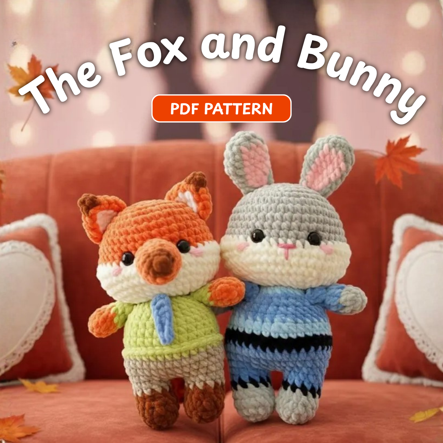 Crochet Fox and Bunny Officer Plush Set