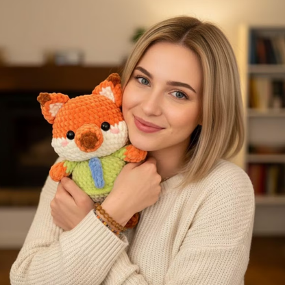 Crochet Fox and Bunny Officer Plush Set
