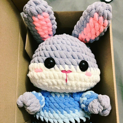 Crochet Fox and Bunny Officer Plush Set