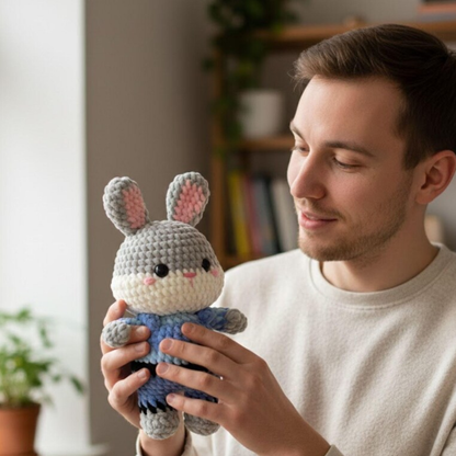 Crochet Fox and Bunny Officer Plush Set