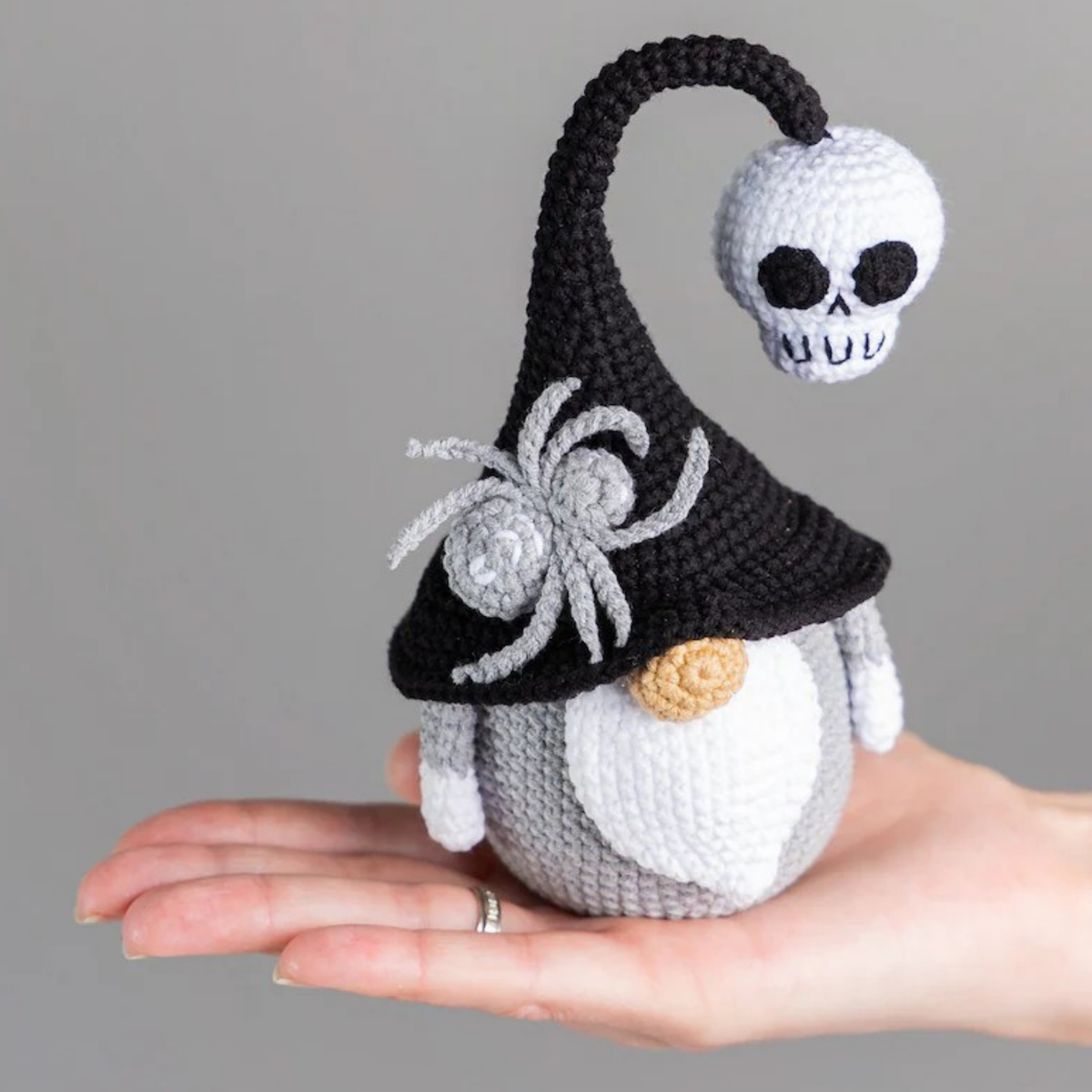 Crochet Halloween Gnome and Spider Amigurumi Pattern (with Skull)