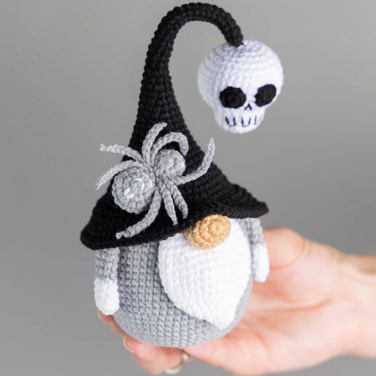Crochet Halloween Gnome and Spider Amigurumi Pattern (with Skull)