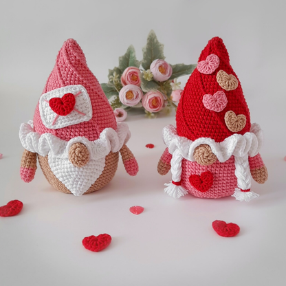 Crochet Gnome with Hearts Valentine's Day Pattern (Set of 7)