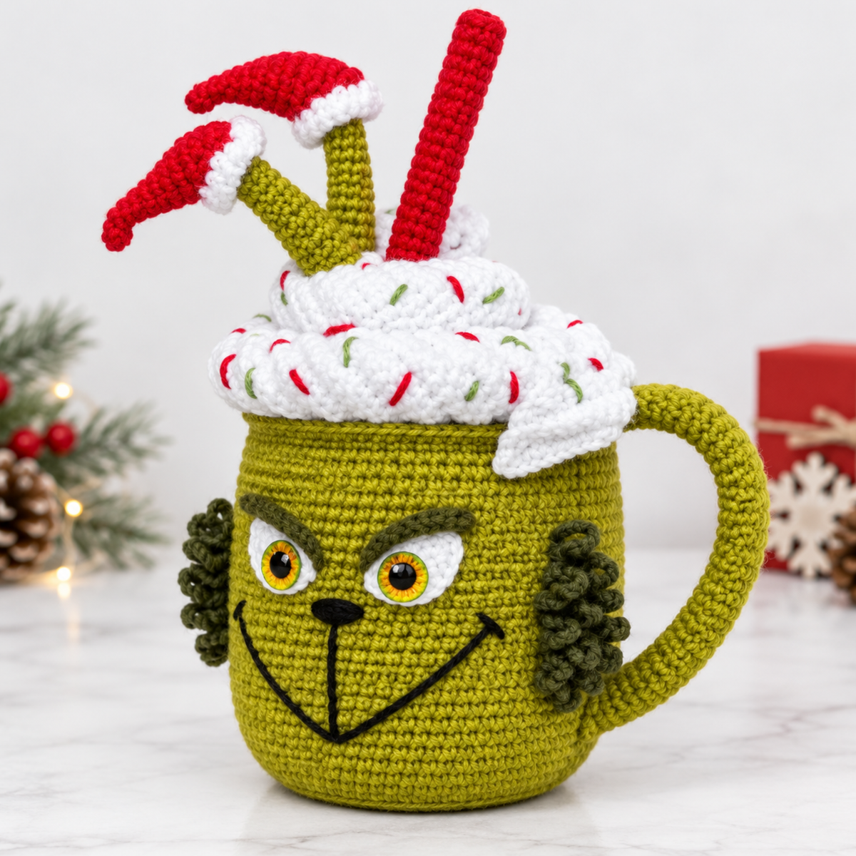 Crochet Grinch Mug Amigurumi Pattern